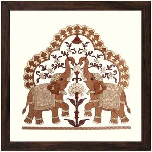 🌙 B103 PASHTUSH WOODEN ARTWORK, THE ROYAL WELCOMING ELEPHANTS